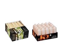 Spaas 50 Festilux Dinner Candles 23/250 mm, 8 Hours, Beige & Tray of 20 Unscented Pillar Candles 40/110 mm, 13 Hours, Ivory