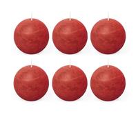 Spaas 6 Rustic Unscented Ball Candles 80 mm, 24 Hours, Red