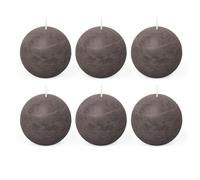 Spaas 6 Rustic Unscented Ball Candles 80 mm, 24 Hours, Taupe