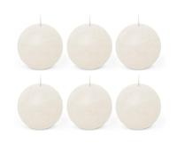 Spaas 6 Rustic Unscented Ball Candles 80 mm, ± 24 Hours, White