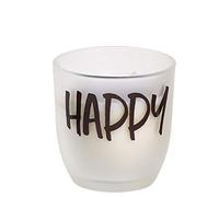 Spaas 6 Unscented Candles in Frosted Glass, ± 25 Hours, 'Happy', White