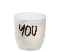 Spaas 6 Unscented Candles in Frosted Glass, 25 Hours, 'You', White
