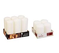 Spaas 6 Unscented Pillar Candle 80/200 mm, 100 Hours- White & Unscented Pillar Candle 50/80 mm, 18 Hours, White
