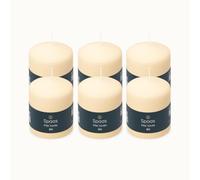 Spaas 6 Unscented Pillar Candles, 80/100mm, ± 40 Hours, Ivory