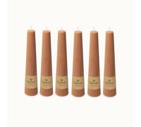 Spaas 6 Unscented Ribbed Obelisk Candles, 47/250mm, ± 25 Hours, Beige