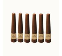 Spaas 6 Unscented Ribbed Obelisk Candles, 47/250mm, ± 25 Hours, Brown