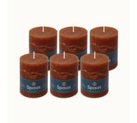 Spaas 6 Unscented Rustic Pillar Candles, 80/110mm, ± 65 Hours, Bordeaux