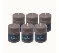 Spaas 6 Unscented Rustic Pillar Candles, 80/110mm, ± 65 Hours, Dark Grey