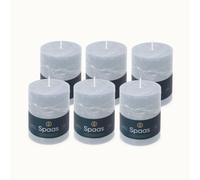 Spaas 6 Unscented Rustic Pillar Candles, 80/110mm, ± 65 Hours, Light Blue