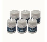 Spaas 6 Unscented Rustic Pillar Candles, 80/110mm, ± 65 Hours, Light Grey