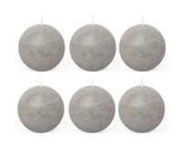 Spaas 6 x Rustic Ball Candle 80 mm 24h, Light Grey