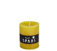 Spaas 8 Rustic Unscented Pillar Candles 68/80 mm, ± 30 Hours, Autumn Yellow