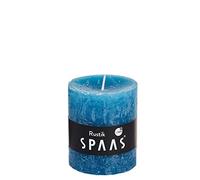 Spaas 8 Rustic Unscented Pillar Candles 68/80 mm, 30 Hours, Turquoise