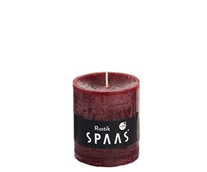 Spaas 8 Rustic Unscented Pillar Candles 68/80 mm, 30 Hours, Wine Red