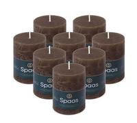 Spaas 8X Rustic Pillar Candle 70/95 mm 35h, Dark Brown