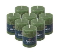 Spaas 8X Rustic Pillar Candle 70/95 mm 35h, Dark Green