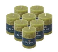Spaas 8X Rustic Pillar Candle 70/95mm 35 Hours Olive Green