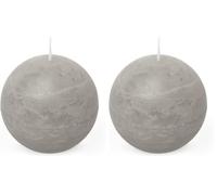 Spaas Rustic Ball Candle 80 mm 24h, Light Grey (Pack of 2)