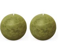 Spaas Rustic Ball Candle 80 mm 24h, Olive Green (Pack of 2)