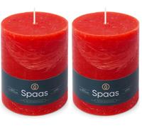 Spaas Rustic Pillar Candle 100/130 mm 95h, red (Pack of 2)