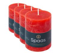 Spaas Rustic Pillar Candle 70/95 mm 35h, red (Pack of 4)