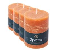 Spaas Rustic Pillar Candle 80/110 mm 65h, Orange (Pack of 4)