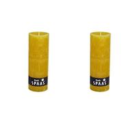 Spaas Rustic Unscented Pillar Candle 68/190 mm, 95 Hours, Autumn Yellow (Pack of 2)