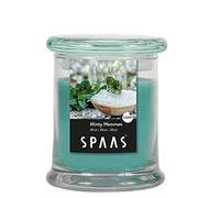 Spaas Scented Candle in Household Jar, ± 60 Hours, Minty Hamman, Emerald Green