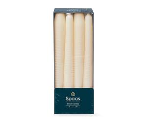 Spaas Taper Dinner Candles 8 Hours, Ivory, 8-Piece