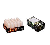 Spaas Tray of 20 Unscented Pillar Candles 40/110 mm, 13 Hours, Ivory & 20 Household Tapered Dinner Candles 19/180 mm, ± 6 Hours, Unscented, White