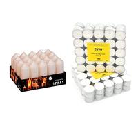 Spaas Tray of 20 Unscented Pillar Candles 40/110 mm, 13 Hours, Ivory & 8 Hour Tea Lights Candles (50 Pack) - White Long Lasting Tea Lights - Unscented - 3.8 x 2.3 cm, 8hr