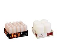 Spaas Tray of 20 Unscented Pillar Candles 40/110 mm, 13 Hours, Ivory & Unscented Pillar Candle 50/80 mm, 18 Hours, White