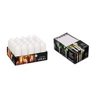 Spaas Tray of 20 Unscented Pillar Candles 40/110 mm, 13 Hours, White & 20 Household Tapered Dinner Candles 19/180 mm, ± 6 Hours, Unscented, White