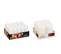 Spaas Tray of 20 Unscented Pillar Candles 40/110 mm, 13 Hours, White & Unscented Pillar Candle 50/80 mm, 18 Hours, White