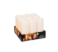 Spaas Tray of 9 Unscented Pillar Candles 60/150 mm, 45 Hours, Ivory