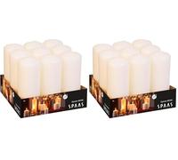 Spaas Tray of 9 Unscented Pillar Candles 60/150 mm, ± 45 Hours, Ivory (Pack of 2)
