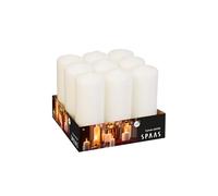 Spaas Tray of 9 Unscented Pillar Candles 60/150 mm, ± 45 Hours, White