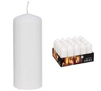 Spaas Tray of 9 Unscented Pillar Candles 60/150 mm, ?? 45 Hours, White & Tray of 20 Unscented Pillar Candles 40/110 mm, 13 Hours, White