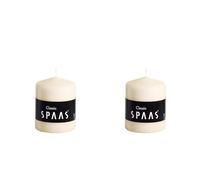 Spaas Unscented Pillar Candle 80/100 mm, 40 Hours, Ivory (Pack of 2)