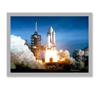 Space 1981 Shuttle Launch Number One Columbia NASA Artwork Framed Wall Art Print A4 Artery8 Light Grey One Size