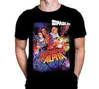 Space 1999 Mens Tshirt Sci-Fi Movie Film Print, Black Cotton T-Shirt, Movie Poster Tee