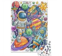 Space Adventure Astronaut And Rocket in Outer Space Jigsaw Puzzles Puzzles for Adults Kids. 1000 Pieces Impossible Challenge Toy Educational Games Home Decoration for Educational Games Gifts 70x50cm