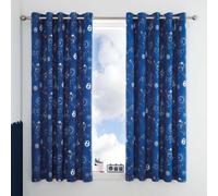 Space Adventure Eyelet Curtains Black 66" x 72"