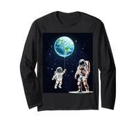 Space Age Design of an Astronaut Father and Son Long Sleeve T-Shirt