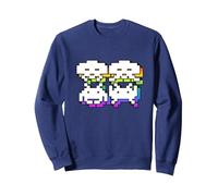 Space Alien Invaders Vintage Retro Gaming Sweatshirt, Adult Unisex, Navy Blue, X-Large