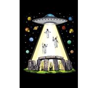 Space Alien Notebook: Stonehenge Alien Abduction Black Lined Notebook