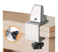 Space Aluminum Desk Divider Clips, Adjustable Acrylic Screen Partition Clamps for Office Workstations, 2-Pack Silver Mounting Brackets (13 x 5 x 3 cm)