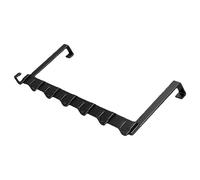 Space Aluminum Over The Door Hook, 7 Hangers, Black, 20.5x7.3in
