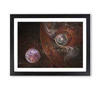 Space and Planets Abstract Modern Framed Print | A2 Black Framed Wall Art | Ready to Hang | Abstract Space Picture | Living Room Bedroom Lounge Office
