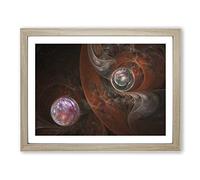 Space and Planets Abstract Modern Framed Print | A3 Oak Framed Wall Art | Ready to Hang | Abstract Space Picture | Living Room Bedroom Lounge Office